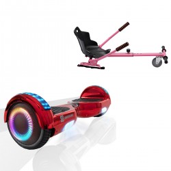 Pachet Hoverboard 6.5 inch cu Scaun Standard, Regular ElectroRed PRO, Autonomie Extinsa si Hoverkart Ergonomic Roz, Smart Balance