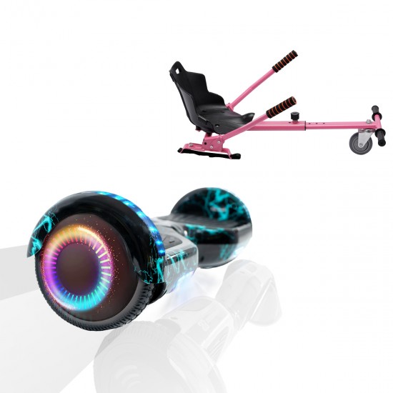 Pachet Hoverboard 6.5 inch cu Scaun Standard, Regular Thunderstorm PRO, Autonomie Extinsa si Hoverkart Ergonomic Roz, Smart Balance
