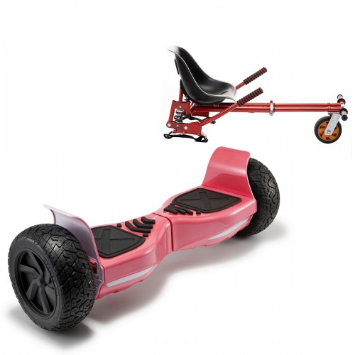 Pachet Hoverboard 8.5 inch cu Scaun cu Suspensii, Hummer Red, Autonomie Standard si Hoverkart Rosu cu Suspensii Duble, Smart Balance
