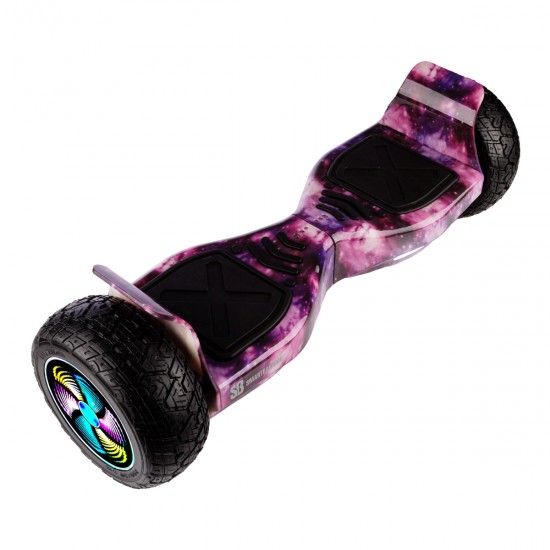 Pachet Hoverboard 8.5 inch cu Scaun Confort, Hummer Galaxy Pink PRO, Autonomie Extinsa si Hoverkart cu Burete Negru, Smart Balance 7