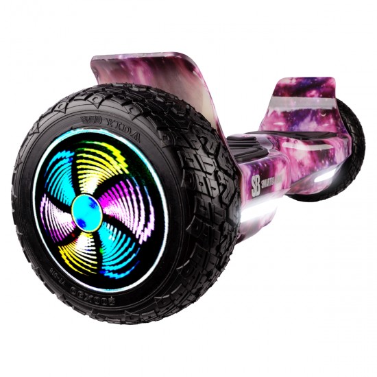 Pachet Hoverboard 8.5 inch cu Scaun Confort, Hummer Galaxy Pink PRO, Autonomie Extinsa si Hoverkart cu Burete Negru, Smart Balance 2