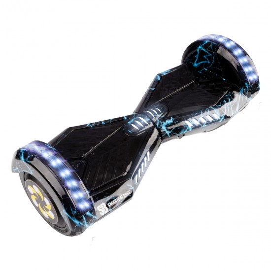 Pachet Hoverboard 8 inch cu Scaun cu Suspensii, Transformers Thunderstorm Blue PRO, Autonomie Standard si Hoverkart Albastru cu Suspensii Duble, Smart Balance 7