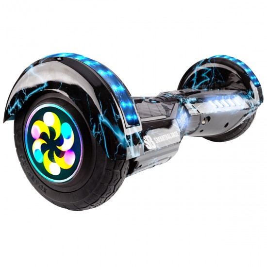 Pachet Hoverboard 8 inch cu Scaun cu Suspensii, Transformers Thunderstorm Blue PRO, Autonomie Standard si Hoverkart Albastru cu Suspensii Duble, Smart Balance 2