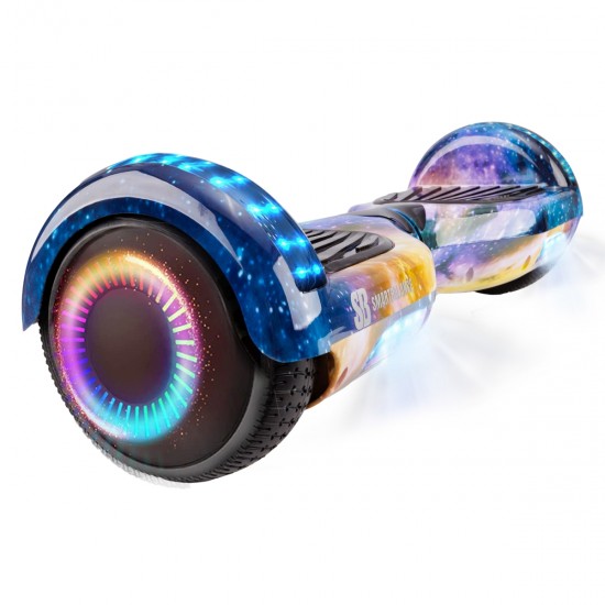 Pachet Hoverboard 6.5 inch cu Scaun Standard, Regular Galaxy Orange PRO, Autonomie Standard si Hoverkart Ergonomic Roz, Smart Balance 2