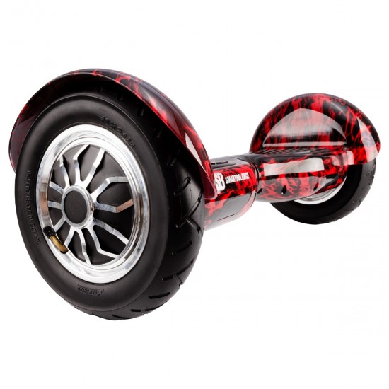 Pachet Hoverboard 10 inch cu Scaun cu Suspensii, Off-Road Flame, Autonomie Extinsa si Hoverkart Albastru cu Suspensii Duble, Smart Balance 2