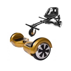Pachet Hoverboard cu Scaun Smartbalance™, Regular Gold roti 6.5 inch, Bluetooth, Autobalans, LED Lights, 700W + Scaun Hoverboard cu Suspensii Negru