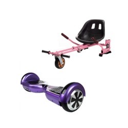 Pachet Hoverboard cu Scaun Smartbalance™, Regular Violet, roti 6.5 inch, Bluetooth, Autobalans, LED Lights, 700W, Baterie cu Celule Samsung + Scaun Hoverboard cu Suspensii Roz