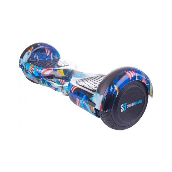 Hoverboard cu Boxe Bluetooth, Lumini LED si Auto Balans, roti 6.5'', 15km Autonomie, Putere 700W, Baterie 4Ah Samsung Cell, Smart Balance Regular America cu maner