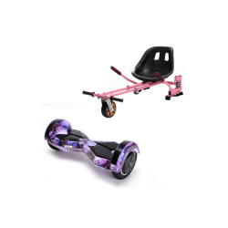 Pachet Hoverboard cu Scaun Smartbalance™, Transformers Galaxy, roti 6.5 inch, Bluetooth, Autobalans, LED Lights, 700W, Baterie cu Celule Samsung + Scaun Hoverboard cu Suspensii Roz