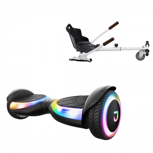 Pachet Hoverboard 6.5 inch cu Scaun Standard, Jetson Prism Black Plus și Hoverkart Ergonomic Alb, Smart Balance