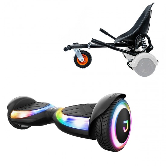 Pachet Hoverboard 6.5 inch cu Scaun cu Suspensii, Jetson Prism Black Plus și Hoverkart Negru cu Suspensii Duble, Smart Balance