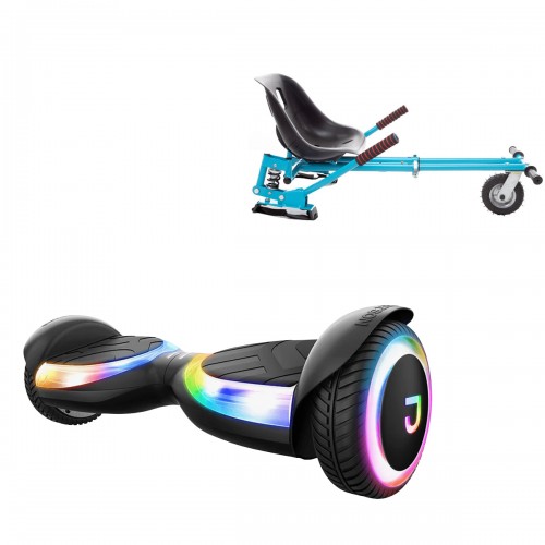 Pachet Hoverboard 6.5 inch cu Scaun cu Suspensii, Jetson Prism Black Plus și Hoverkart Albastru cu Suspensii Duble, Smart Balance