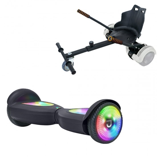Pachet Hoverboard 6.5 inch cu Scaun Standard, Jetson Prism Black PRO și Hoverkart Ergonomic Negru, Smart Balance