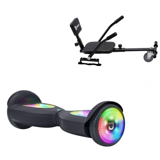 Pachet Hoverboard 6.5 inch cu Scaun Confort, Jetson Prism Black PRO și Hoverkart cu Burete Negru, Smart Balance