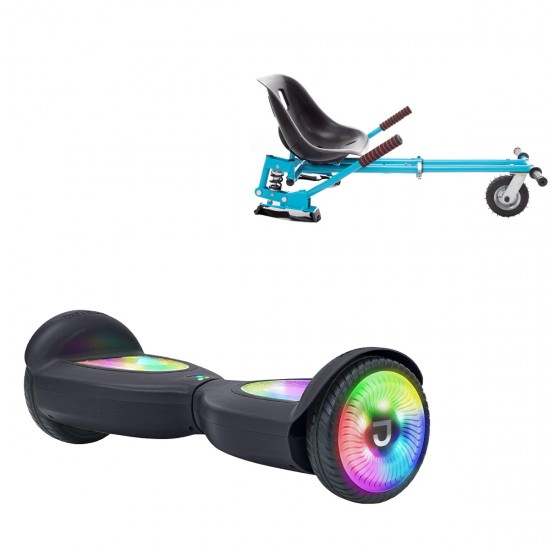 Pachet Hoverboard 6.5 inch cu Scaun cu Suspensii, Jetson Prism Black PRO și Hoverkart Albastru cu Suspensii Duble, Smart Balance