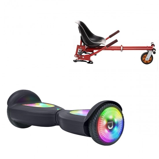 Pachet Hoverboard 6.5 inch cu Scaun cu Suspensii, Jetson Prism Black PRO și Hoverkart Rosu cu Suspensii Duble, Smart Balance