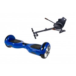 Set Hoverboard cu Scaun, Hoverkart Ergonomic, Boxe Bluetooth, Lumini LED si Auto Balans, roti 6.5'', 15km Autonomie, Putere 700W, Baterie 4Ah Samsung Cell, Smart Balance Regular Blue
