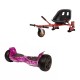 Set Hoverboard All Terrain cu Scaun, Hoverkart Rosu cu Suspensii Duble, Boxe Bluetooth, Lumini LED si Auto Balans, roti 8.5'', 15km Autonomie, Putere 700W, Baterie 4Ah Samsung Cell, Smart Balance Hummer Galaxy Pink 2