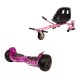 Set Hoverboard All Terrain cu Scaun, Hoverkart Roz cu Suspensii Duble, Boxe Bluetooth, Lumini LED si Auto Balans, roti 8.5'', 15km Autonomie, Putere 700W, Baterie 4Ah Samsung Cell, Smart Balance Hummer Galaxy Pink 2