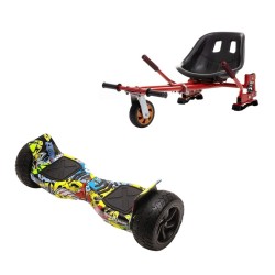 Pachet Hoverboard cu Scaun Smart Balance™, Hummer HipHop, roti 8.5 inch, Bluetooth, Autobalans, LED Lights, 700W, Baterie cu Celule Samsung + Scaun Hoverboard cu Suspensii Rosu