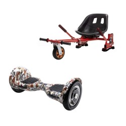 Pachet Hoverboard cu Scaun Smartbalance™, OffRoad Tattoo, roti 10 inch, Bluetooth, Autobalans, LED Lights, 700W, Baterie cu Celule Samsung + Scaun Hoverboard cu Suspensii Rosu