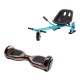 Set Hoverboard cu Scaun, Hoverkart Albastru cu Suspensii Duble, Boxe Bluetooth, Lumini LED si Auto Balans, roti 6.5'', 15km Autonomie, Putere 700W, Baterie 4Ah Samsung Cell, Smart Balance Regular Iron 2
