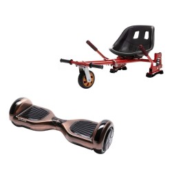 Pachet Hoverboard cu Scaun Smartbalance™, Regular Iron, roti 6.5 inch, Bluetooth, Autobalans, LED Lights, 700W, Baterie cu Celule Samsung + Scaun Hoverboard cu Suspensii Rosu