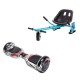 Set Hoverboard cu Scaun, Hoverkart Albastru cu Suspensii Duble, Boxe Bluetooth, Lumini LED si Auto Balans, roti 6.5'', 15km Autonomie, Putere 700W, Baterie 4Ah Samsung Cell, Smart Balance Regular Last Dead 2