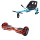 Set Hoverboard cu Scaun, Hoverkart Albastru cu Suspensii Duble, Boxe Bluetooth, Lumini LED si Auto Balans, roti 6.5'', 15km Autonomie, Putere 700W, Baterie 4Ah Samsung Cell, Smart Balance Regular Flame 2