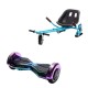 Set Hoverboard cu Scaun, Hoverkart Albastru cu Suspensii Duble, Boxe Bluetooth, Lumini LED si Auto Balans, roti 8'', 15km Autonomie, Putere 700W, Baterie 4Ah Samsung Cell, Smart Balance Transformers Dakota  2