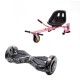 Set Hoverboard cu Scaun, Hoverkart Roz cu Suspensii Duble, Boxe Bluetooth, Lumini LED si Auto Balans, roti 6.5'', 15km Autonomie, Putere 700W, Baterie 4Ah Samsung Cell, Smart Balance Transformers SkullHead 2