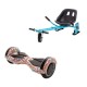 Set Hoverboard cu Scaun, Hoverkart Albastru cu Suspensii Duble, Boxe Bluetooth, Lumini LED si Auto Balans, roti 6.5'', 15km Autonomie, Putere 700W, Baterie 4Ah Samsung Cell, Smart Balance Transformers Abstract 2