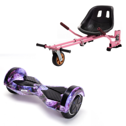 Pachet Hoverboard cu Scaun Smartbalance™, Transformers Galaxy, roti 8 inch, Bluetooth, Autobalans, LED Lights, 700W, Baterie cu Celule Samsung + Scaun Hoverboard cu Suspensii Roz