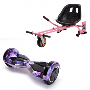 Pachet Hoverboard cu Scaun Smartbalance™, Transformers Galaxy, roti 8 inch, Bluetooth, Autobalans, LED Lights, 700W, Baterie cu Celule Samsung + Scaun Hoverboard cu Suspensii Roz