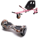 Set Hoverboard cu Scaun, Hoverkart Roz cu Suspensii Duble, Boxe Bluetooth, Lumini LED si Auto Balans, roti 6.5'', 15km Autonomie, Putere 700W, Baterie 4Ah Samsung Cell, Smart Balance Transformers Tattoo 2