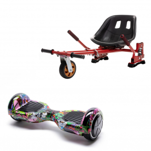 Pachet Hoverboard cu Scaun Smartbalance™, Regular Multicolor, roti 6.5 inch, Bluetooth, Autobalans, LED Lights, 700W, Baterie cu Celule Samsung + Scaun Hoverboard cu Suspensii Rosu