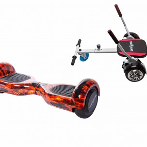 Set Hoverboard cu Scaun, Hoverkart Confort, Boxe Bluetooth, Lumini LED si Auto Balans, roti 6.5'', 15km Autonomie, Putere 700W, Baterie 4Ah Samsung Cell, Smart Balance Regular Flame