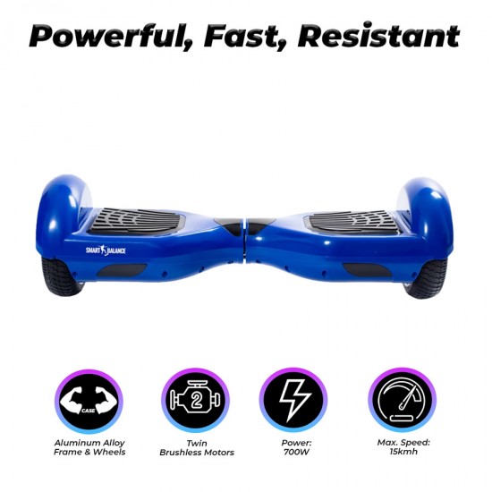 Hoverboard 6.5 inch, Regular Blue PowerBoard, Autonomie Standard, Smart Balance 3