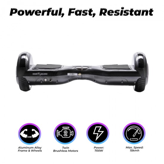 Hoverboard 6.5 inch, Regular Carbon, Autonomie Extinsa, Smart Balance 3