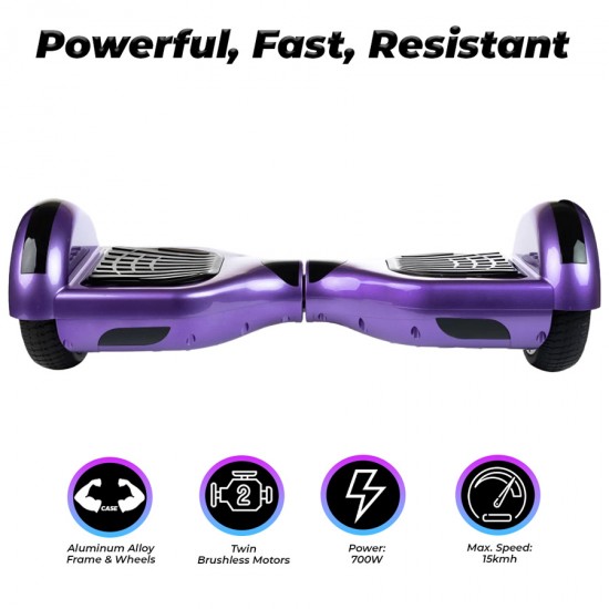 Hoverboard 6.5 inch, Regular Purple, Autonomie Extinsa, Smart Balance 3