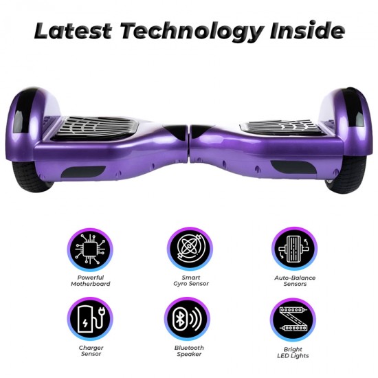 Hoverboard cu Boxe Bluetooth, Lumini LED si Auto Balans, roti 6.5'', 15km Autonomie, Putere 700W, Baterie 4Ah Samsung Cell, Smart Balance Regular Purple 5