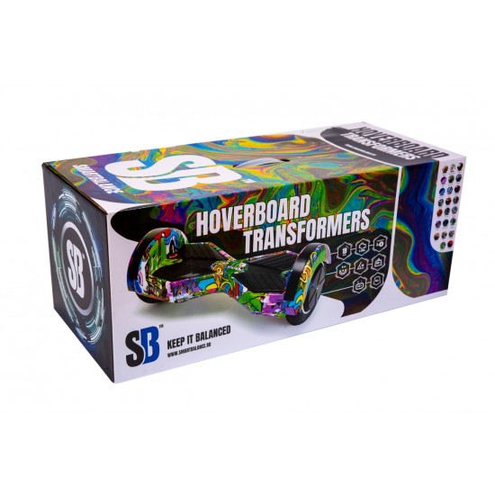 Set Hoverboard cu Scaun, Hoverkart Albastru cu Suspensii Duble, Boxe Bluetooth, Lumini LED si Auto Balans, roti 6.5'', 15km Autonomie, Putere 700W, Baterie 4Ah Samsung Cell, Smart Balance Transformers Flame 6