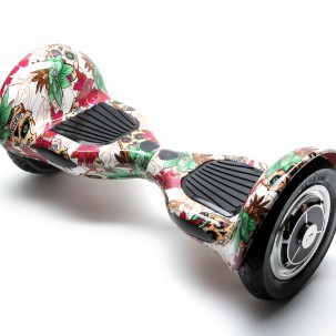 Hoverboard OffRoad cu Boxe Bluetooth, Lumini LED si Auto Balans, roti 10'', 15km Autonomie, Putere 700W, Baterie 4Ah Samsung Cell, Smart Balance OffRoad SkullColor