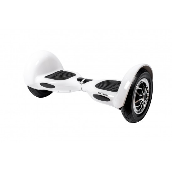 Set Hoverboard OffRoad cu Scaun, Hoverkart Rosu cu Suspensii Duble, Boxe Bluetooth, Lumini LED si Auto Balans, roti 10'', 15km Autonomie, Putere 700W, Baterie 4Ah Samsung Cell, Smart Balance OffRoad White 4