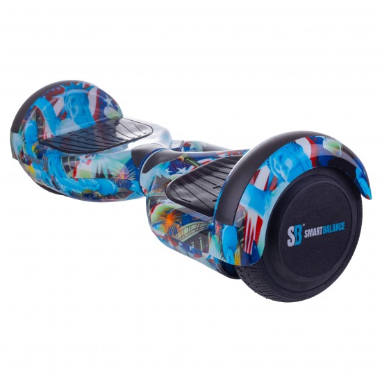 Set Hoverboard cu Scaun, Hoverkart Ergonomic, Boxe Bluetooth, Lumini LED si Auto Balans, roti 6.5'', 15km Autonomie, Putere 700W, Baterie 4Ah Samsung Cell, Smart Balance Regular America cu maner 4