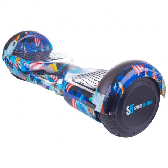 Set Hoverboard cu Scaun, Hoverkart Confort, Boxe Bluetooth, Lumini LED si Auto Balans, roti 6.5'', 15km Autonomie, Putere 700W, Baterie 4Ah Samsung Cell, Smart Balance Regular America cu maner 6