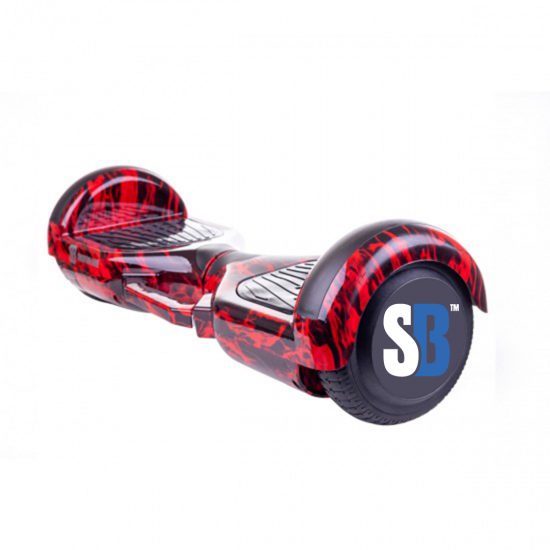 Hoverboard cu Boxe Bluetooth, Lumini LED si Auto Balans, roti 6.5'', 15km Autonomie, Putere 700W, Baterie 4Ah Samsung Cell, Smart Balance Regular Flame cu maner