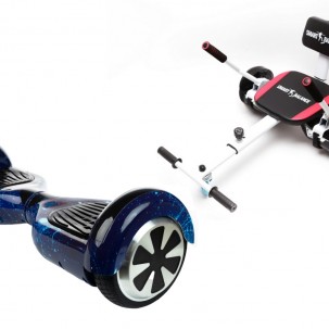 Set Hoverboard cu Scaun, Hoverkart Confort, Boxe Bluetooth, Lumini LED si Auto Balans, roti 6.5'', 15km Autonomie, Putere 700W, Baterie 4Ah Samsung Cell, Smart Balance Regular Galaxy Blue