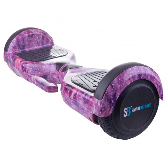 Set Hoverboard cu Scaun, Hoverkart Confort, Boxe Bluetooth, Lumini LED si Auto Balans, roti 6.5'', 15km Autonomie, Putere 700W, Baterie 4Ah Samsung Cell, Smart Balance Regular Galaxy pink cu maner 3