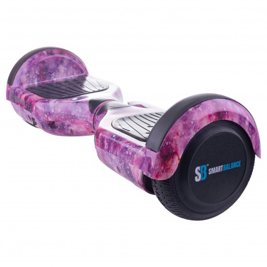 Hoverboard cu Boxe Bluetooth, Lumini LED si Auto Balans, roti 6.5'', 15km Autonomie, Putere 700W, Baterie 4Ah Samsung Cell, Smart Balance Regular Galaxy pink cu maner 2